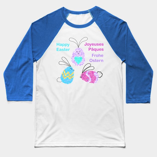Easter Greetings Egg-Bunnies Baseball T-Shirt by chowlet